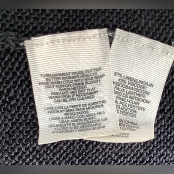 Rachel Roy black open knit sweater with vegan leather detail.  XL - Picture 8 of 9